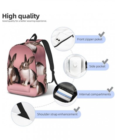 Cute Rabbits Print Lightweight Travel Canvas Backpack Casual Daypack For Men Women Work, Sports, Beach Black Small $18.01 Bac...