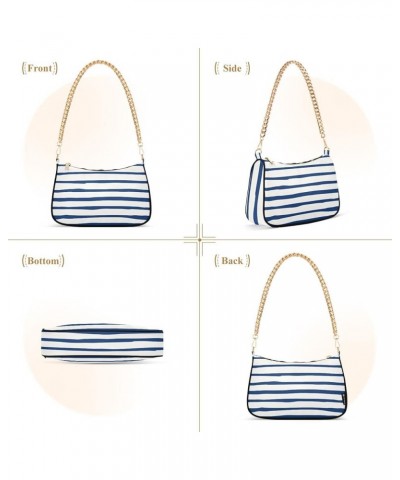 Stripe Shoulder Bag for Women Small Purse Chain Clutch Purse Arm Purse with Chain Strap for Wife Women 03 $14.40 Shoulder Bags