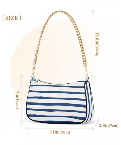 Stripe Shoulder Bag for Women Small Purse Chain Clutch Purse Arm Purse with Chain Strap for Wife Women 03 $14.40 Shoulder Bags