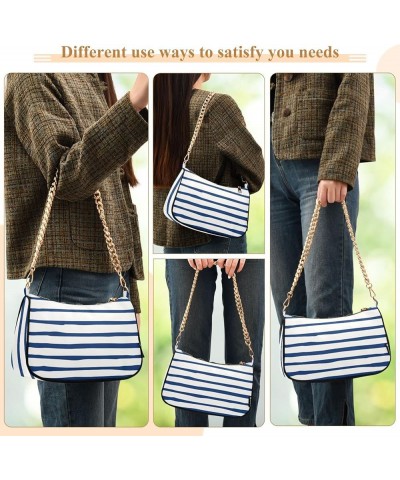 Stripe Shoulder Bag for Women Small Purse Chain Clutch Purse Arm Purse with Chain Strap for Wife Women 03 $14.40 Shoulder Bags