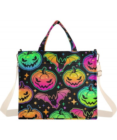 Bright and Colorful Halloween Pumpkins Women's Tote Handbags Top Handle Satchel Shoulder Bag Crossbody Bag M $16.17 Totes