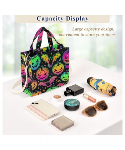 Bright and Colorful Halloween Pumpkins Women's Tote Handbags Top Handle Satchel Shoulder Bag Crossbody Bag M $16.17 Totes