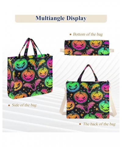 Bright and Colorful Halloween Pumpkins Women's Tote Handbags Top Handle Satchel Shoulder Bag Crossbody Bag M $16.17 Totes