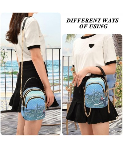 Tropical Island Crossbody Bags for Women Small Shoulder with Detachable Straps, Shoulder Handbags for Ladies Sky City $15.59 ...