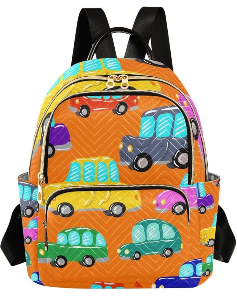 Women Backpack Rainbow Toy Cars Auto Vehicle Anti-Theft Travel Backpack with Luggage Belt Lightweight Handbag Lady Purse Room...