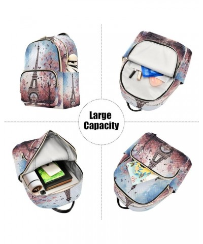 Watercolor Eiffel Tower Paris Quilted Backpack for Women Shoulder Bag Purses Travel Bags for Daily Nurse Work S Small $14.88 ...