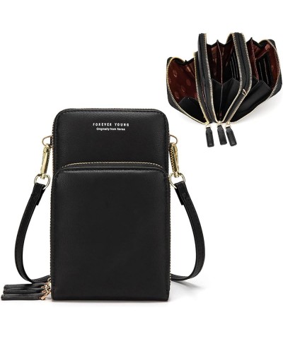 Small Crossbody Cell Phone Bag for Women, Mini Over Shoulder Handbag Purse with Credit Card Slots A-black $11.20 Shoulder Bags