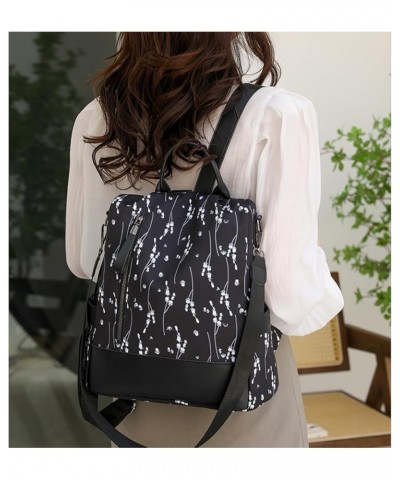 Women Printed Double Shoulder Backpack Strap Top Leather HandleLarge Capacity Shoulder Bag Outdoor Leisure Bag A-black $28.67...