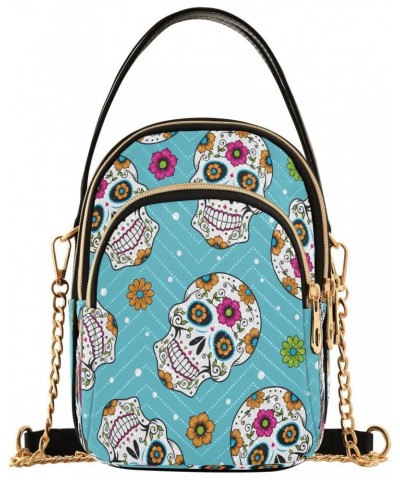 Sugar Skull Crossbody Bags for Women Quilted Chain Crossbody Purses Trendy Day Of The Dead Cross Body Phone Purse Handbag $11...