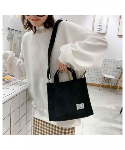 Casual Shoulder Bag Bag Corduroy Handbag Women's Fashion Canvas Messenger Bag Small Shoulder Bag (White, One Size) Black $12....