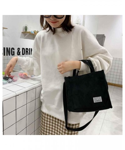 Casual Shoulder Bag Bag Corduroy Handbag Women's Fashion Canvas Messenger Bag Small Shoulder Bag (White, One Size) Black $12....