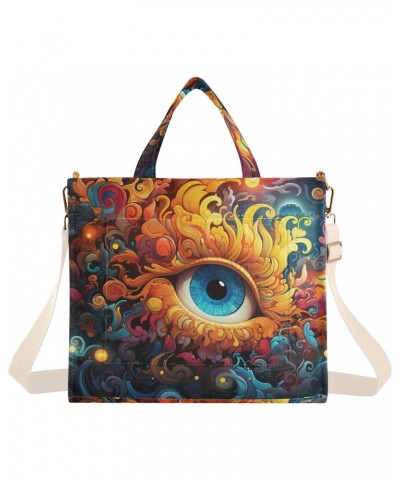 Fantasy Mystical Eye Corduroy Women Tote Bag, Handbag Purse with Detachable Strap Small Size $15.04 Crossbody Bags