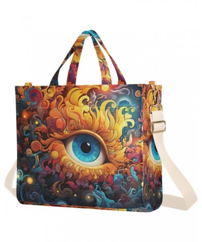 Fantasy Mystical Eye Corduroy Women Tote Bag, Handbag Purse with Detachable Strap Small Size $15.04 Crossbody Bags