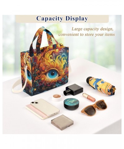 Fantasy Mystical Eye Corduroy Women Tote Bag, Handbag Purse with Detachable Strap Small Size $15.04 Crossbody Bags