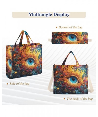 Fantasy Mystical Eye Corduroy Women Tote Bag, Handbag Purse with Detachable Strap Small Size $15.04 Crossbody Bags