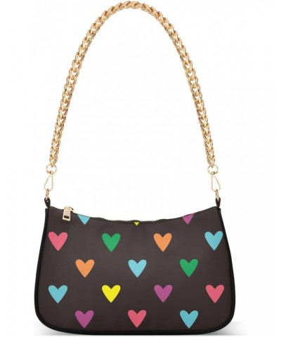 Valentine Colorful Heart Pattern Shoulder Bags for Women Small Handbags Mini Clutch Purse $12.60 Shoulder Bags