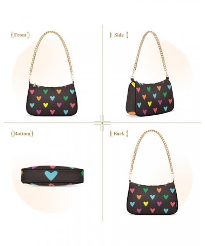 Valentine Colorful Heart Pattern Shoulder Bags for Women Small Handbags Mini Clutch Purse $12.60 Shoulder Bags