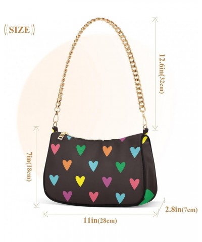 Valentine Colorful Heart Pattern Shoulder Bags for Women Small Handbags Mini Clutch Purse $12.60 Shoulder Bags