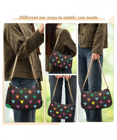 Valentine Colorful Heart Pattern Shoulder Bags for Women Small Handbags Mini Clutch Purse $12.60 Shoulder Bags