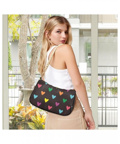 Valentine Colorful Heart Pattern Shoulder Bags for Women Small Handbags Mini Clutch Purse $12.60 Shoulder Bags