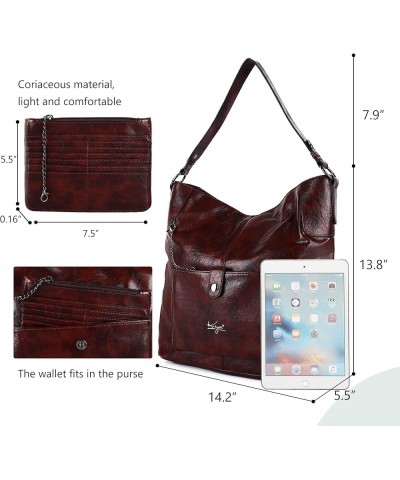 Handbags for Women Large Leather Ladies Hobo Bag Fashion Handbag Wallet Shoulder Bag 10coffee $27.45 Satchels