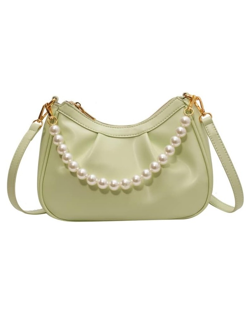 Women Shoulder Bag Dumpling Crossbody Purse Large Handbag with Detachable Pearl Strap Light Green $16.73 Shoulder Bags