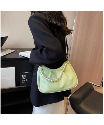 Women Shoulder Bag Dumpling Crossbody Purse Large Handbag with Detachable Pearl Strap Light Green $16.73 Shoulder Bags