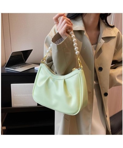 Women Shoulder Bag Dumpling Crossbody Purse Large Handbag with Detachable Pearl Strap Light Green $16.73 Shoulder Bags