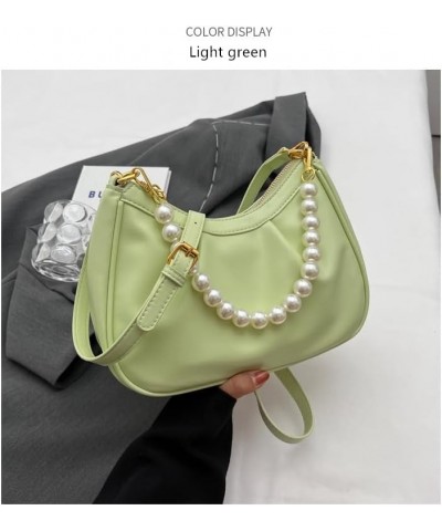 Women Shoulder Bag Dumpling Crossbody Purse Large Handbag with Detachable Pearl Strap Light Green $16.73 Shoulder Bags