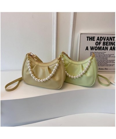 Women Shoulder Bag Dumpling Crossbody Purse Large Handbag with Detachable Pearl Strap Light Green $16.73 Shoulder Bags