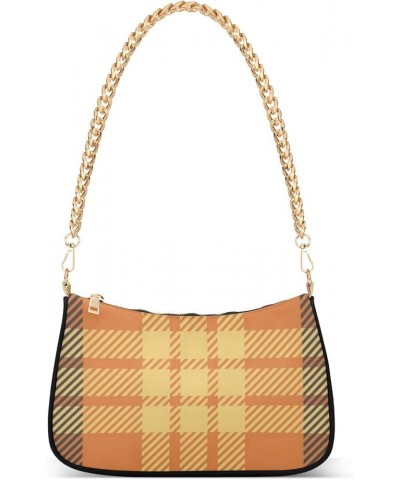 Shoulder Bags for Women, Geometric Plaid Hobo Tote Handbag, Retro Chain Bag Purse with Zipper Color06 $16.79 Shoulder Bags