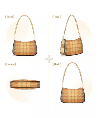 Shoulder Bags for Women, Geometric Plaid Hobo Tote Handbag, Retro Chain Bag Purse with Zipper Color06 $16.79 Shoulder Bags