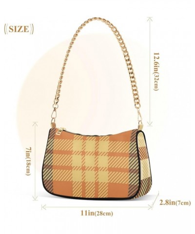 Shoulder Bags for Women, Geometric Plaid Hobo Tote Handbag, Retro Chain Bag Purse with Zipper Color06 $16.79 Shoulder Bags