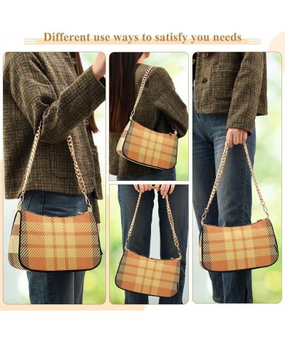 Shoulder Bags for Women, Geometric Plaid Hobo Tote Handbag, Retro Chain Bag Purse with Zipper Color06 $16.79 Shoulder Bags