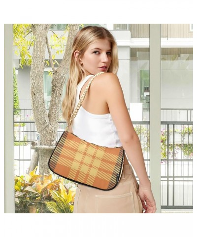 Shoulder Bags for Women, Geometric Plaid Hobo Tote Handbag, Retro Chain Bag Purse with Zipper Color06 $16.79 Shoulder Bags