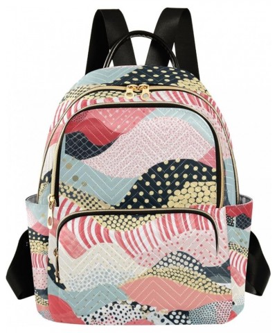 Mini Backpack Purse for Women, Pink Gold Black Stripes Travel Bag Casual Daypack Shoulder Bag Medium $16.95 Backpacks