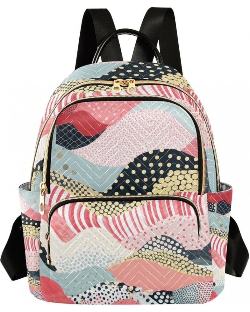 Mini Backpack Purse for Women, Pink Gold Black Stripes Travel Bag Casual Daypack Shoulder Bag Medium $16.95 Backpacks