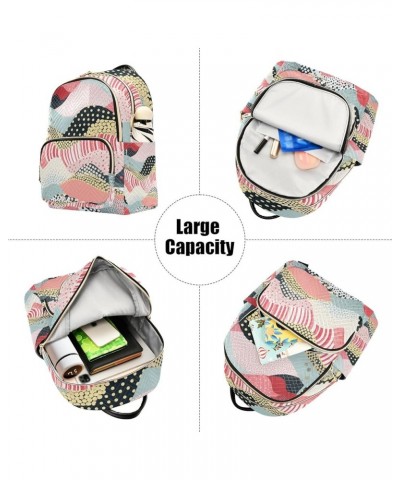 Mini Backpack Purse for Women, Pink Gold Black Stripes Travel Bag Casual Daypack Shoulder Bag Medium $16.95 Backpacks