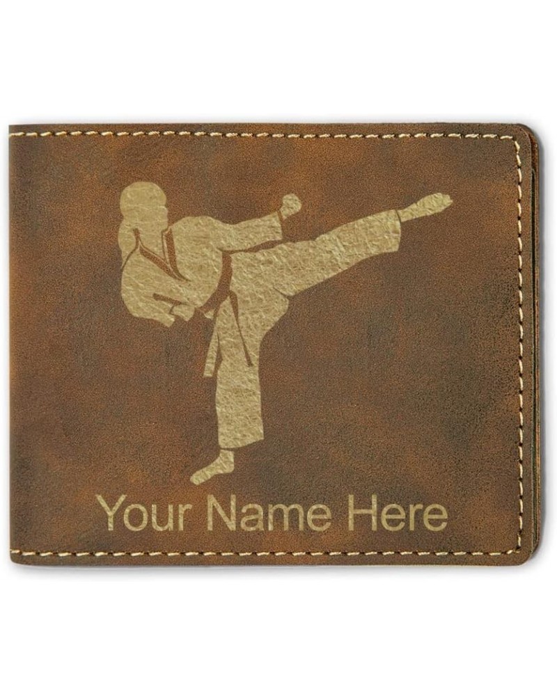 Faux Leather Bi-Fold Wallet, Karate Woman, Personalized Engraving Included (Gray) Rustic $11.76 Wallets