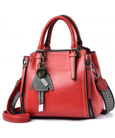 Tote Top-handle Handbags Tote for Women PU Leather Purse Satchel Small Pendant Crossbody Shoulder Bag Red $23.99 Handbags