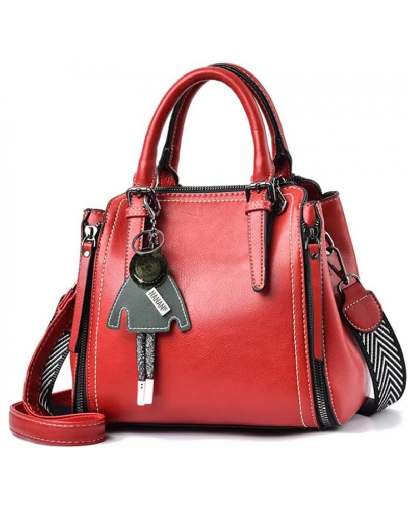 Tote Top-handle Handbags Tote for Women PU Leather Purse Satchel Small Pendant Crossbody Shoulder Bag Red $23.99 Handbags