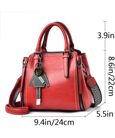 Tote Top-handle Handbags Tote for Women PU Leather Purse Satchel Small Pendant Crossbody Shoulder Bag Red $23.99 Handbags