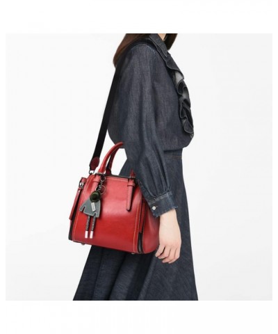 Tote Top-handle Handbags Tote for Women PU Leather Purse Satchel Small Pendant Crossbody Shoulder Bag Red $23.99 Handbags