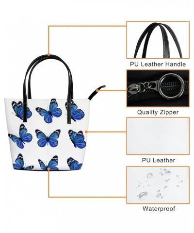 Women's Fashion Casual Handbag,PU Leather Large Capacity PC Work Bag,Travel Camping Picnic Single Shoulder Bag Blue Butterfly...