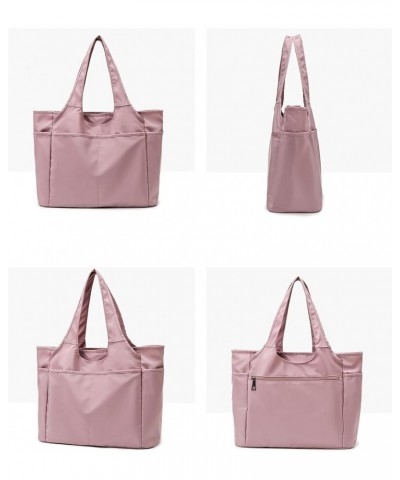 Women's Stylish Tote Bag Nylon Travel Shoulder Beach Bags with Zipper Closure Multi-pocket Handbag Daily Work Bag Pink $12.18...