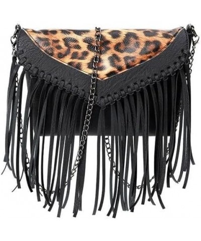 Bohemian Animal Print Crossbody Bag with Tassel Fringe Yellow $40.30 Crossbody Bags