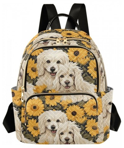 Dogs Yellow Flowers Women's Backpack Purse Causal Daypack Work Travel College Business Trip Bag Shoulder Bag Medium $15.99 Ba...