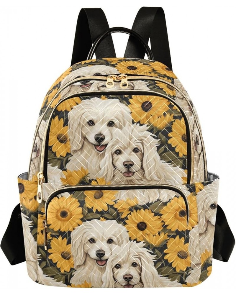 Dogs Yellow Flowers Women's Backpack Purse Causal Daypack Work Travel College Business Trip Bag Shoulder Bag Medium $15.99 Ba...