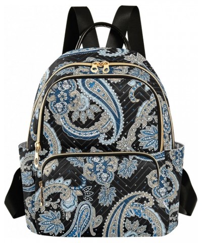 Women Backpack Paisley Flower Gold Blue Persian Durable Travel Backpack Lightweight Handbag Lady Purse Roomy Double Zipper We...