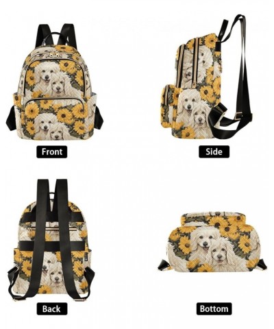 Dogs Yellow Flowers Women's Backpack Purse Causal Daypack Work Travel College Business Trip Bag Shoulder Bag Medium $15.99 Ba...